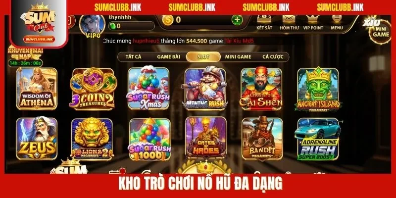 Kho trò chơi nổ hũ đa dạng